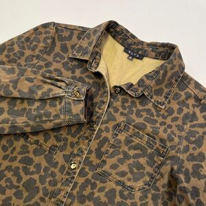 BLVD Womens Cheetah Heavyweight Button Down Long Sleeve Shirt‎ Jacket, BLVD 488